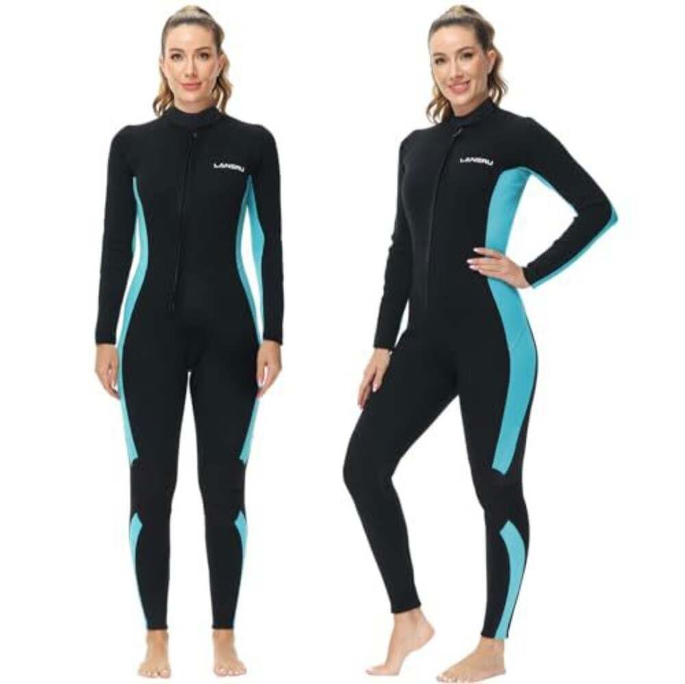 Lansru Women's Full Wetsuit CR Neoprene 3/2mm Zip Thermal Diving Suit,S,NWT